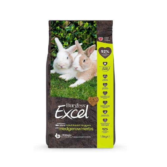 burgess excel natures blend adult rabbit nuggets with hedgerow herbs 1.5kg