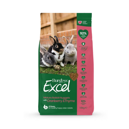 Burgess Excel Natures Blend Mature Rabbit Nuggets with Cranberry 1.5kg