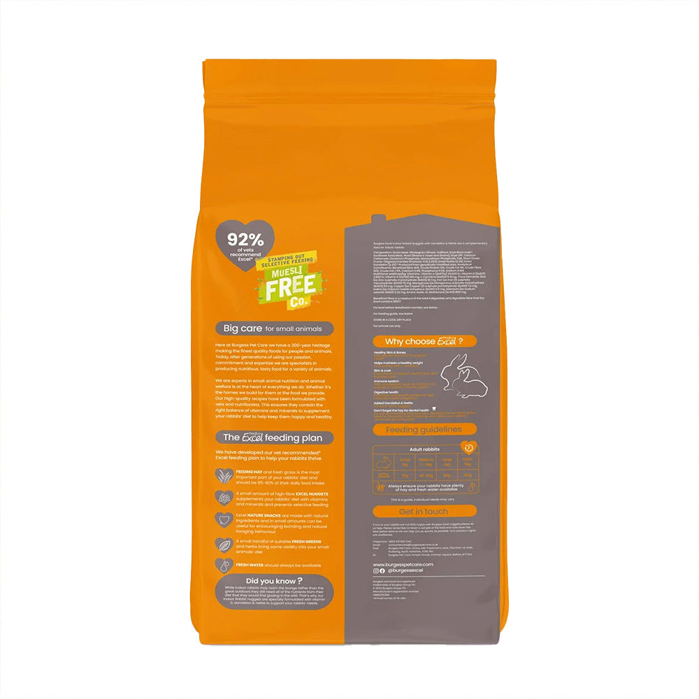burgess excel indoor rabbit pellets with dandelion 1.5kg