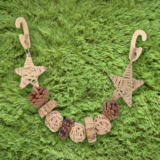 Pinecone Wood Woven Ball Garland