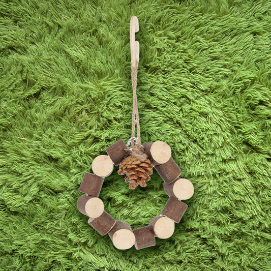 Wooden Pinecone Coronet Wreath Hanging Toy