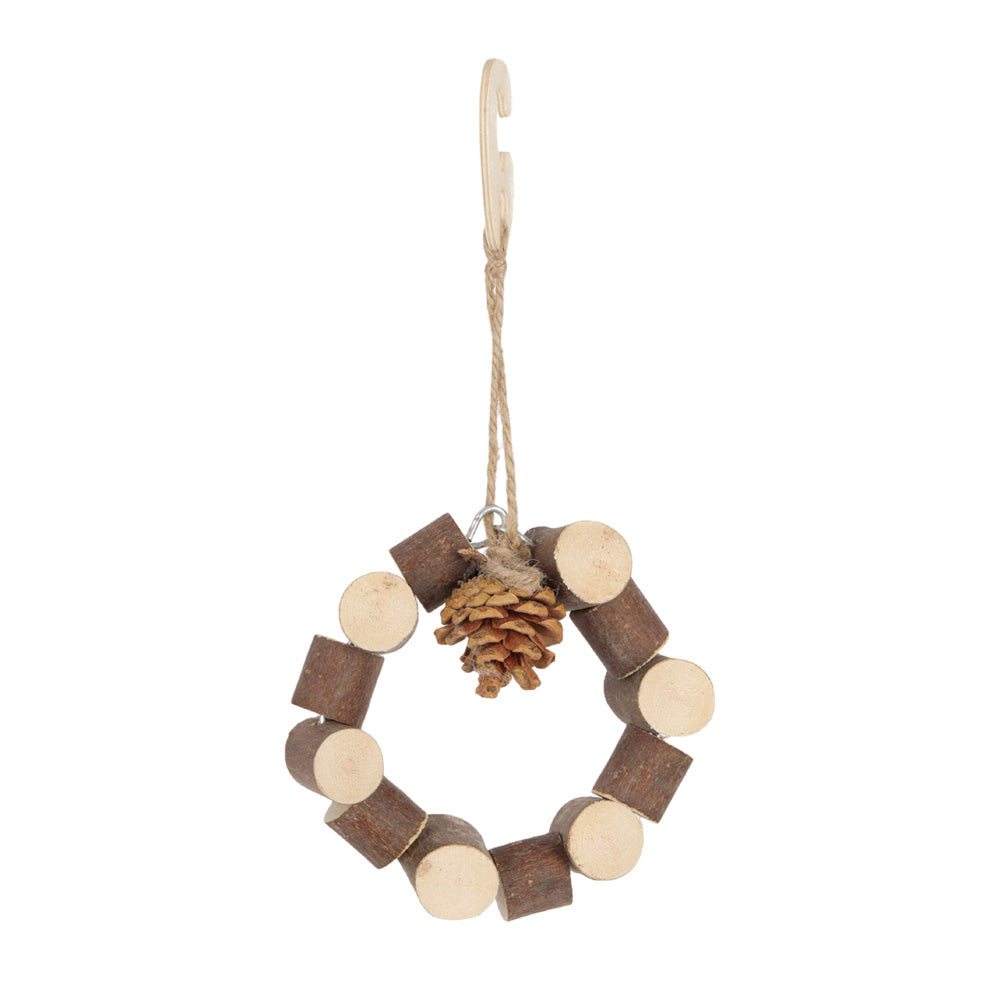 wooden pinecone coronet wreath hanging toy