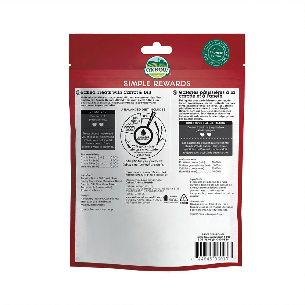 oxbow simple rewards baked treats with carrot & dill