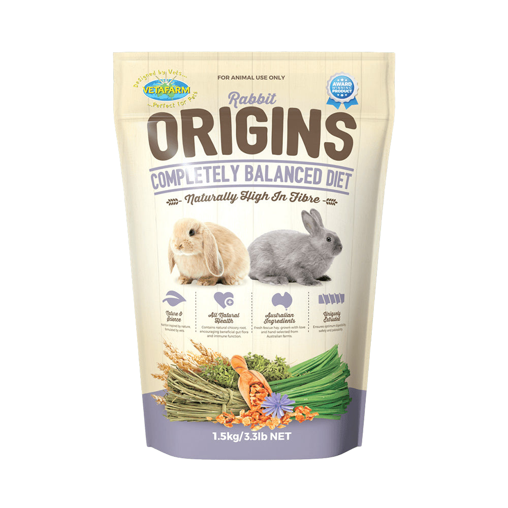 vetafarm origins rabbit pellets food 1.5kg